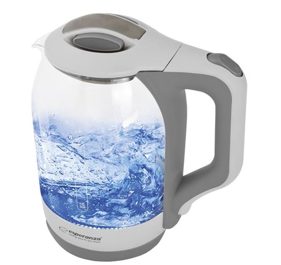 Obrázok z Rýchlovarná kanvica Esperanza YUKON EKK025W, sklo, podsvietená  (1500W 1.7l; biela)