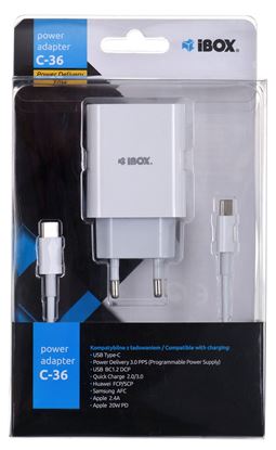 Obrázok: Nabíjačka IBOX C-36 PD20W USB-C + USB-A