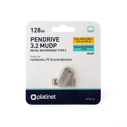 Obrázok: PLATINET PENDRIVE USB 3.2 + USB-C 128GB METAL UDP WATERPROOF