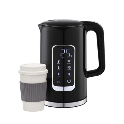 Obrázok: Platinet rýchlovarná kanvica s LCD displayom+cestovný hrnček, 1,7l, čierna