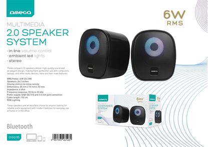 Obrázok: Omega reproduktor  STEREO 2.0 6W RMS RGB USB 3.5 mm Audio Black Round