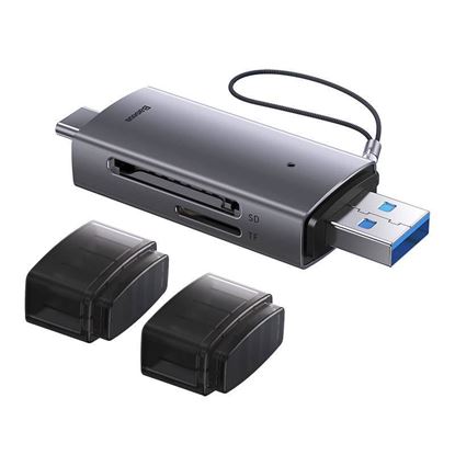 Obrázok: Čítačka pamäťových kariet SD/TF série Baseus Lite, USB + USB-C (sivá)