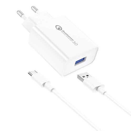 Obrázok z Nabíjačka Foneng EU13 18W + kábel USB na USB-C, 3A (biela)