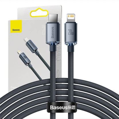 Obrázok: Baseus kábel  Crystal Shine USB-C na Lightning, 20 W, PD, 2 m (čierny)