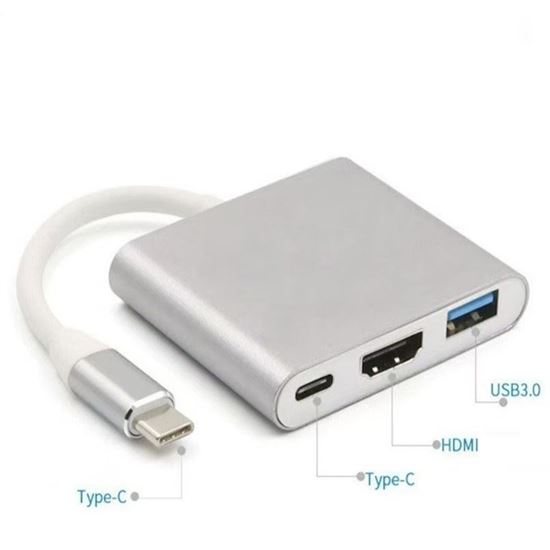 Obrázok z PLATINET USB-C HUB 3.2 GEN1 5GB/S 3IN1 HDMI 4K USB-A 3.2 USB-C PD 100W ALUMINUM