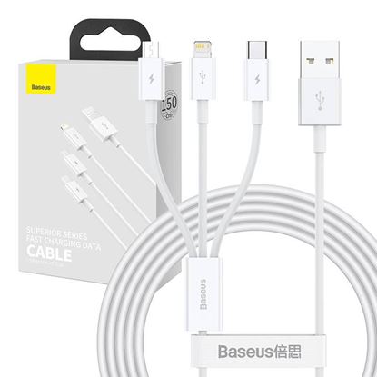 Obrázok: Baseus kábel USB 3v1 série StarSpeed, USB-C + Micro + Lightning 3,5A, 1,2 m