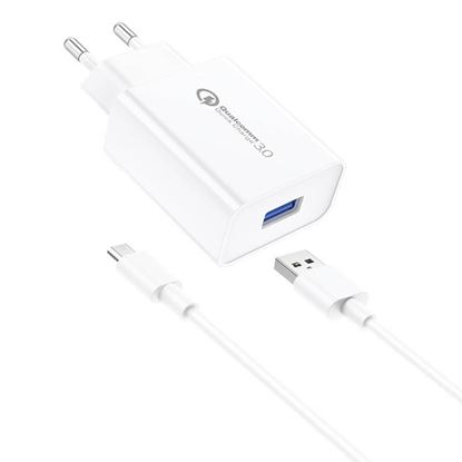 Obrázok: Nabíjačka Foneng EU13 18W + kábel USB na Micro USB, QC3.0, 3A (biela)