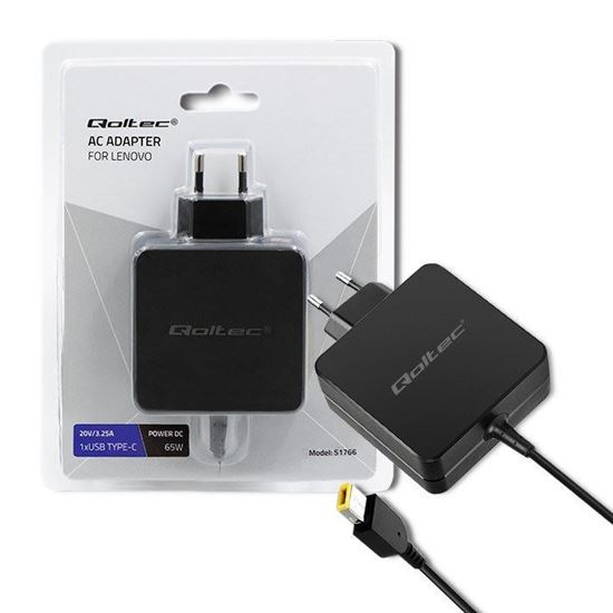 Obrázok z QOLTEC Notebook adapter Lenovo 20V 65W 3,25A Slim tip