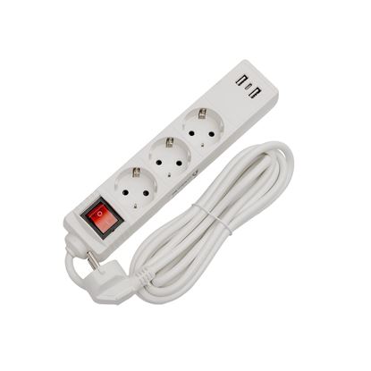 Obrázok: Fiesta Predlžovací kábel 3m 3- zásuvky, 2xUSB-A, 1xUSB-C Type biela