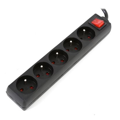 Obrázok: Omega Predlžovací kábel s vypínačom, 16A 5-zásuviek, 1,5m, čierny