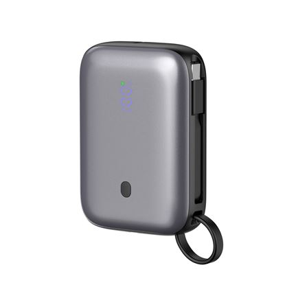 Obrázok: PLATINET POWER BANK 10000 mAh 20W PD WITH CABLE MINI SIZE LED GREY