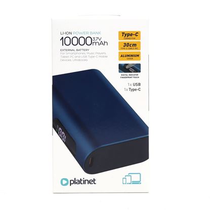 Obrázok: PLATINET POWER BANK 10000mAh TYPE-C PD20W+ SCP22.5W HD+ 1500 CYCLES TOUCH MINI BLUE 